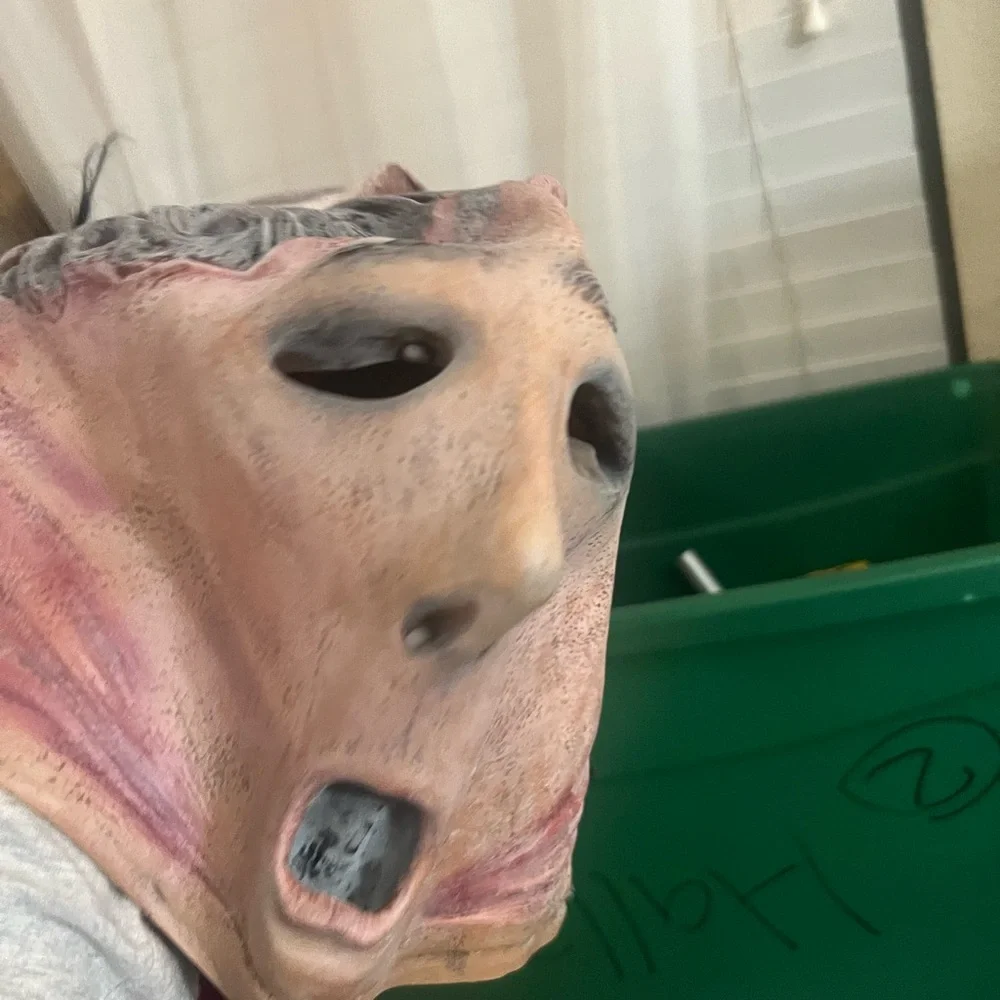 Scary Halloween double face  horror adult latex with hair